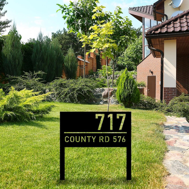 Personalized Modern House Address Number Sign, Custom House Number Garden Stake, New Homeowner Gift, Address Yard Stake, Address Number Gift