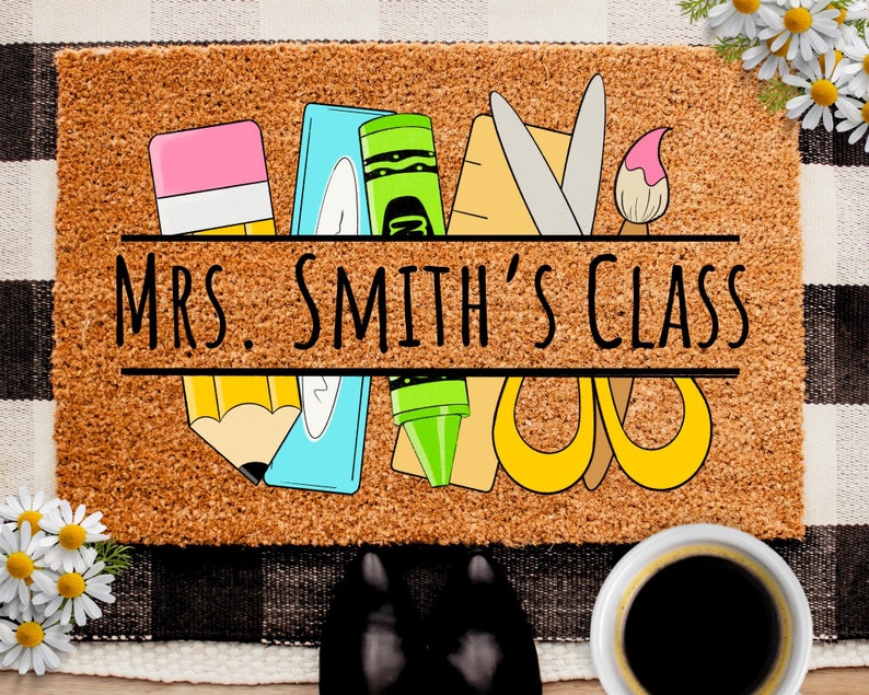 Custom Classroom Doormat, Personalized Classroom Decor, Doormat for Teacher Welcome Mat for Classroom Teacher Appreciation Class Room Decor