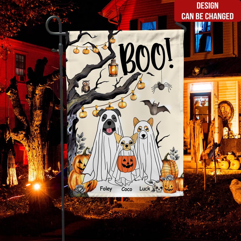 Ghost Dog Boo Halloween - Personalized Garden Flag, Gift For Dog Lovers, Home Decor For Halloween, Personalized Pet Yard Flag