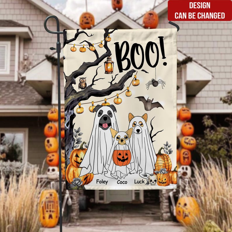 Ghost Dog Boo Halloween - Personalized Garden Flag, Gift For Dog Lovers, Home Decor For Halloween, Personalized Pet Yard Flag