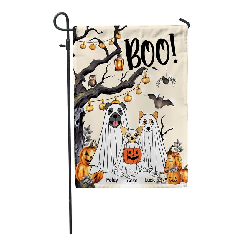 Ghost Dog Boo Halloween - Personalized Garden Flag, Gift For Dog Lovers, Home Decor For Halloween, Personalized Pet Yard Flag