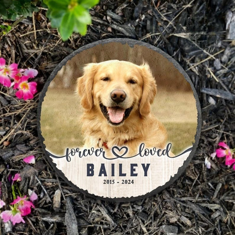 Pet Memorial Stone Dog Memorial Stone Custom Shape Stone, Memorial Garden Stone Pet Headstone With Photo, Pet Grave Stone Pet Grave Marker Pet Sympathy Gift