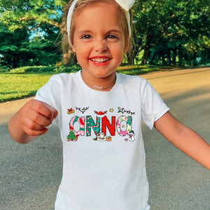 Personalized Christmas Kids Shirt, Christmas Name Shirt, Custom Alphabet Kids Christmas Shirt, Girls Name Christmas Shirt, Christmas Toddler