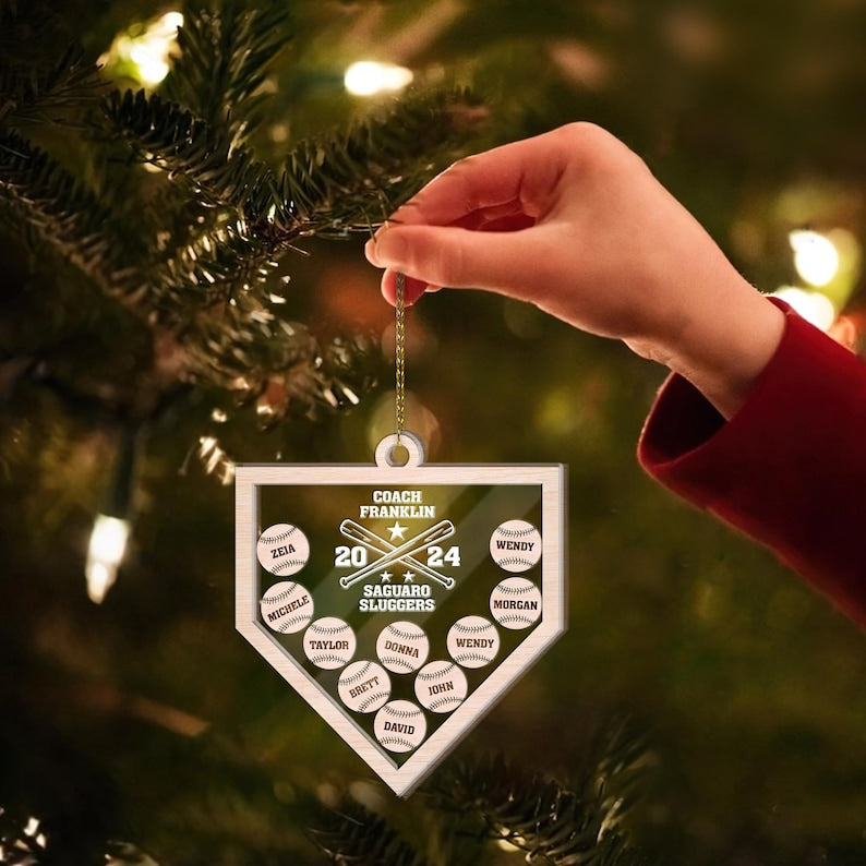 Personalized 4D Shake Ornament Gift For Christmas, Sports Christmas Ornament, Baseball Gifts For Coach, Baseball Christmas Ornament