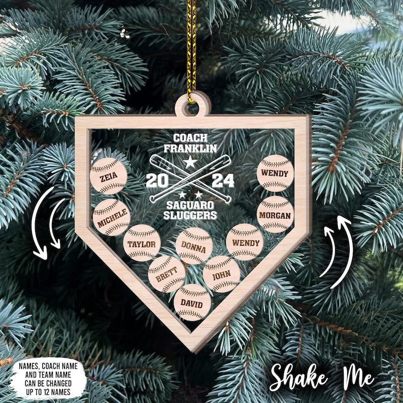 Personalized 4D Shake Ornament Gift For Christmas, Sports Christmas Ornament, Baseball Gifts For Coach, Baseball Christmas Ornament