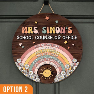Personalized Teacher Welcome Back To School Gift, Custom 3D Teacher Door Hanger, Guidance Counselor 3D Wooden Name Sign, Rainbow Classroom.