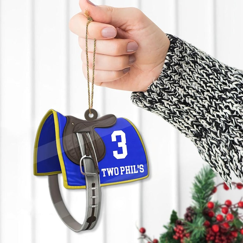Personalized Horse Racing Saddle Ornament, Cowboy Cowgirl Horseback Riding Ornament, Horse Racing Gifts Christmas Ornament 2024
