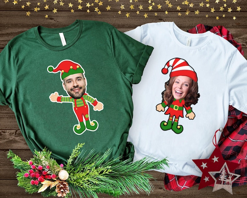 Custom Face Elf Shirts, Custom Face Christmas Shirt, Ugly Christmas Shirt, Christmas Family Party Shirt, Funny Custom Face Christmas Gift