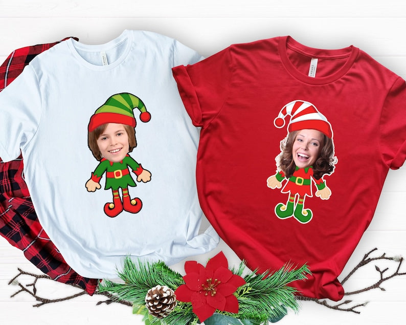 Custom Face Elf Shirts, Custom Face Christmas Shirt, Ugly Christmas Shirt, Christmas Family Party Shirt, Funny Custom Face Christmas Gift