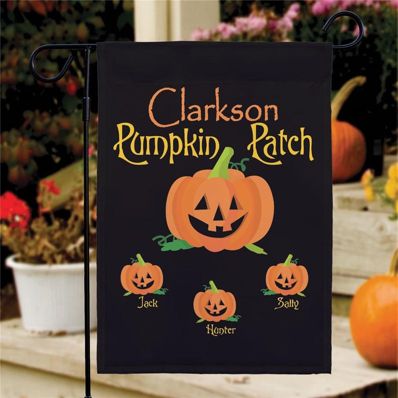 Personalized Pumpkin Patch Pennant Garden Flag - Halloween