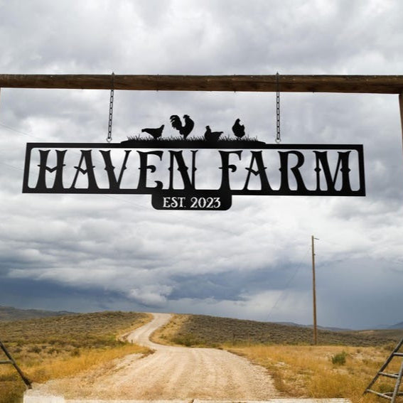 Black Metal farm sign, Custom metal farm sign, Huge metal farm sign, Personalized farm sign