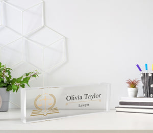 Lawyer Name Plate, Attorney Office Desk Name Plate, Acrylic Name Plate, Personalized Sign, Promotion Gift, Gift for Lawyer, Graduation Gift