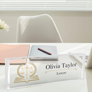 Lawyer Name Plate, Attorney Office Desk Name Plate, Acrylic Name Plate, Personalized Sign, Promotion Gift, Gift for Lawyer, Graduation Gift