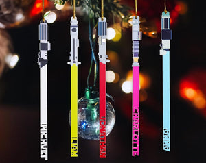 Custom Name Light Saber Christmas Ornament, Custom Family Ornament 2024, Lightsaber ornament, Kids Name Ornament, First Christmas Ornament