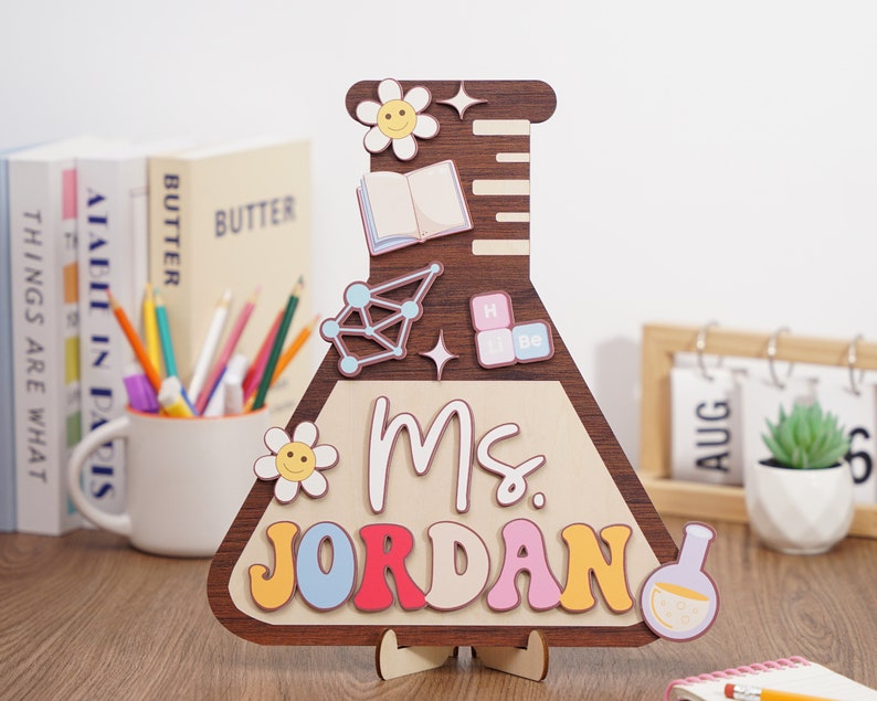 Custom 3D Science Teacher Name Sign, Personalised Science Teacher Sign, Classroom Decor, Teacher Door Hanger, Teacher Back to School Sign