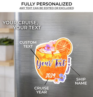 Personalized Cruise Drink Magnets | Cruise Door Name Cocktail Magnets | Personalized Cruise Cabin Door Sign | Girls or Family Cruise Gift
