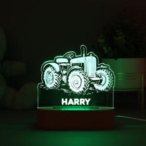 Night Light Personalised Tractor Farmer, Boys Room Decor, Baby Boy, Girl Gift, Childs Light, Name Lamp, Interchangeable LED Night Light.