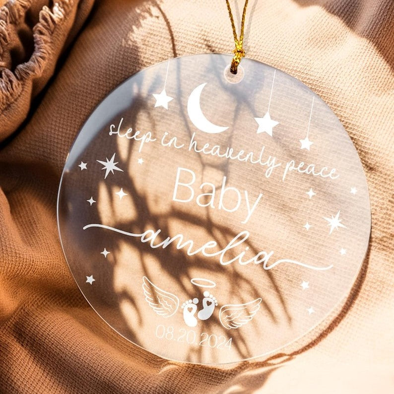 Personalized Baby Loss Memorial Ornament, Infant Loss Ornament, Sleep in Heavenly Peace Ornament, Ornament For Miscarriage, Baby Memorial