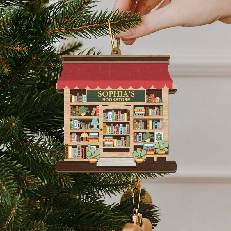 Personalized Christmas BookStore Name Ornament, Custom Bookish Ornament, Book Lover Gift, Bookworm Gifts, Book Club Ornament, Librarian Gift