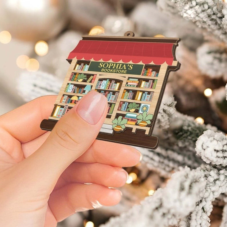 Personalized Christmas BookStore Name Ornament, Custom Bookish Ornament, Book Lover Gift, Bookworm Gifts, Book Club Ornament, Librarian Gift