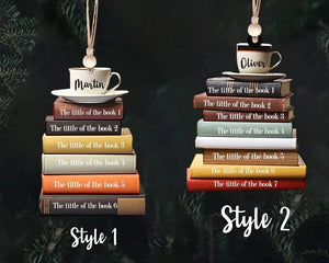 Personalized Flat Christmas Books Stack Ornament, Christmas Keepsake, Christmas Ornament, Book Titles, Book Lover, Christmas Gifts