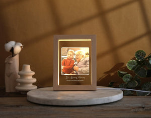 Acrylic Picture Frame with Light, Personalized Stand, Christmas Gifts, Memorial Picture Gift, In Loving Memory Stand, Unique Night Lights