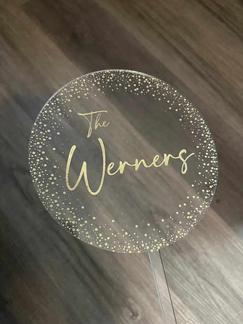 Personalized Cake Topper, Custom Cake Topper, Engraved Clear Acrylic, Wedding Gift Keepsake, Anniversary Cake Topper, Bridal Gift