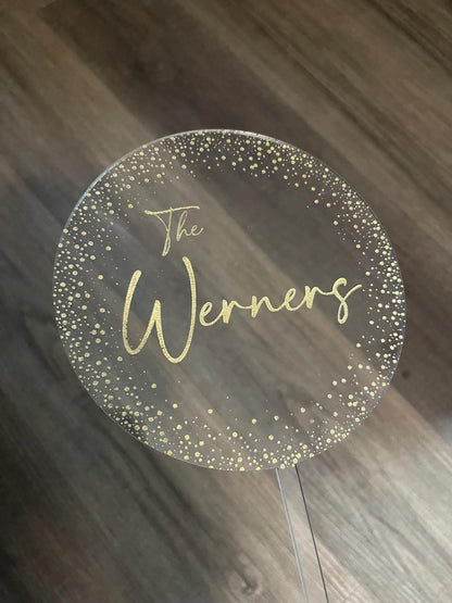 Personalized Cake Topper, Custom Cake Topper, Engraved Clear Acrylic, Wedding Gift Keepsake, Anniversary Cake Topper, Bridal Gift