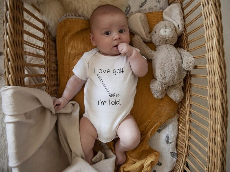 I Love Golf I'm Told Baby Onesie, Cute Golf Baby Gift, Future Golfer, Funny Golfing Baby Bodysuit, Golf Fan, Baby Boy, Toddler Shir