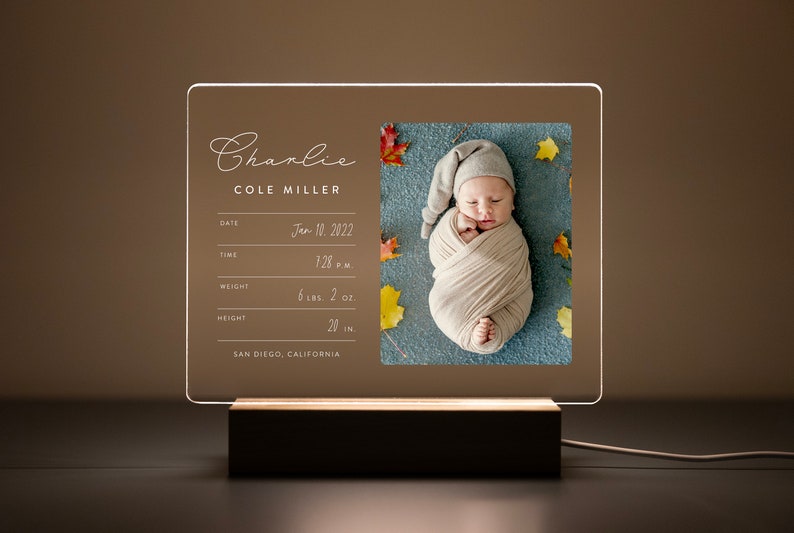 Custom Birth Announcement LED Light Plaque Baby Birth Stats Newborn Gift Baby Announcement Personalized Baby Keepsake Gift