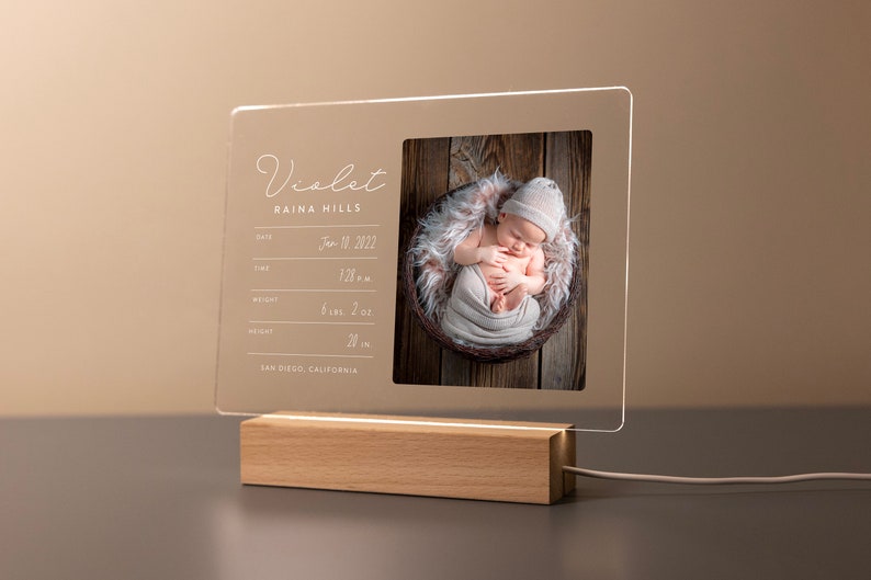 Custom Birth Announcement LED Light Plaque Baby Birth Stats Newborn Gift Baby Announcement Personalized Baby Keepsake Gift