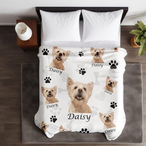 Custom face Photo Blanket, Dog Cat Picture Bedding Blanket With Text, Memorial Pet Face, Personalized Pet Blanket Using Pet Photo