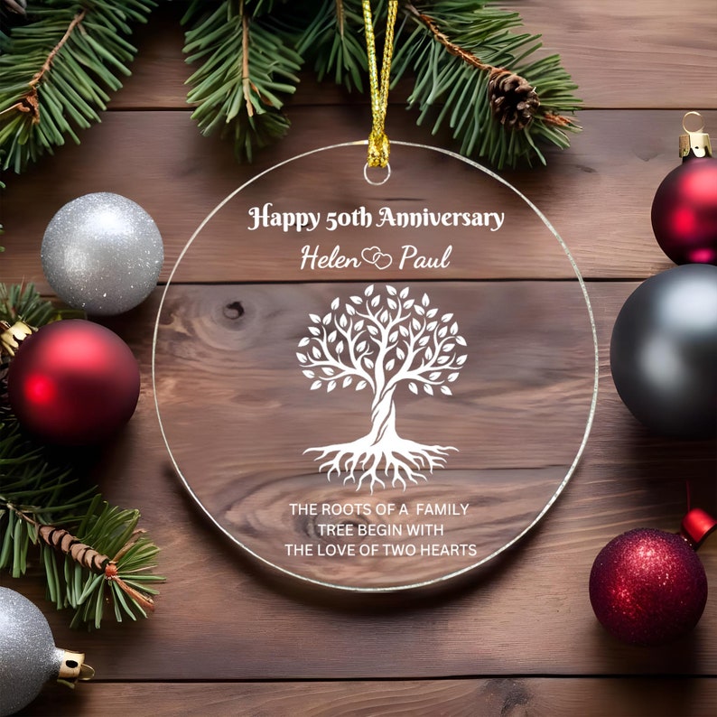 Personalized Anniversary Glass Ornament Custom Christmas Ornament 50th Wedding Anniversary Keepsake Couples gift Gift For Grandparents