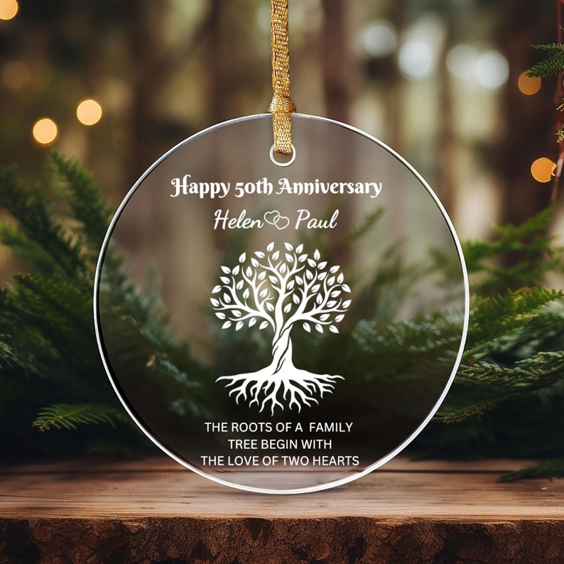 Personalized Anniversary Glass Ornament Custom Christmas Ornament 50th Wedding Anniversary Keepsake Couples gift Gift For Grandparents