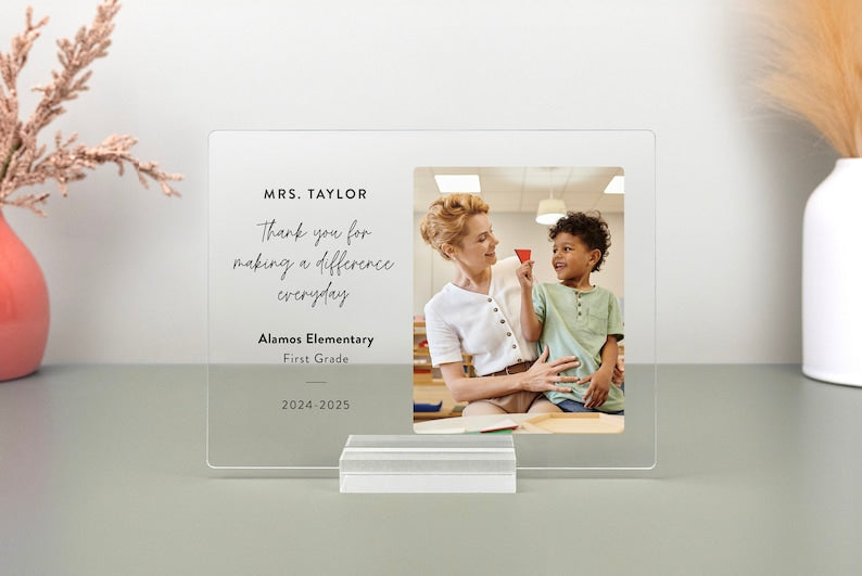 Personalized Teacher Photo Plaque, Custom Teacher Plaque, Teacher Appreciation Gift, Gift from Students, Gift from Class