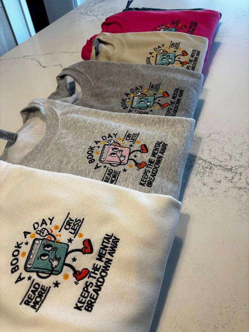 Book Lover Sweatshirt, Embroidered Reading Crewneck, Mental Health Gift, Cozy Spring Outfit, Father's Day or Grad Gift for Readers, BookClub il_794xN.6257155129_6mlw.jpg