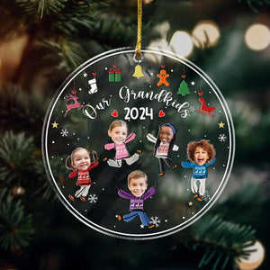 Personalized Our Grandkids Ornament, Christmas Gift For Grandma Grandpa, Custom Photo Grandkids Ornament, Gift For Mom Dad, Christmas Decor