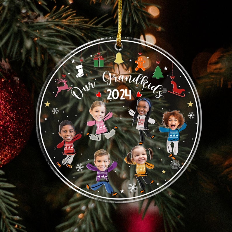 Personalized Our Grandkids Ornament, Christmas Gift For Grandma Grandpa, Custom Photo Grandkids Ornament, Gift For Mom Dad, Christmas Decor