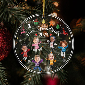 Personalized Our Grandkids Ornament, Christmas Gift For Grandma Grandpa, Custom Photo Grandkids Ornament, Gift For Mom Dad, Christmas Decor