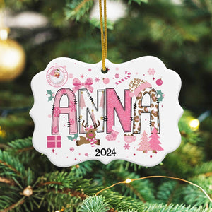Personalized Girls Name Christmas Ornament, Cute Christmas Ornament For Kids, Christmas Gift For Daughter, Customized Girls Name Ornament