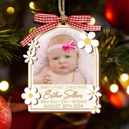 Personalized Baby's First Christmas Ornament 2024, Birth Stat First Christmas Ornament, Custom Baby Photo Ornament, New Baby Keepsake Gifts