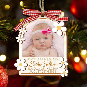 Personalized Baby's First Christmas Ornament 2024, Birth Stat First Christmas Ornament, Custom Baby Photo Ornament, New Baby Keepsake Gifts