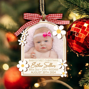 Personalized Baby's First Christmas Ornament 2024, Birth Stat First Christmas Ornament, Custom Baby Photo Ornament, New Baby Keepsake Gifts