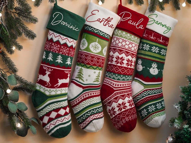 Christmas Knit Stockings,Embroidered Family Holiday Stockings,Christmas Stockings,Christmas D cor,Christmas gifts 2024