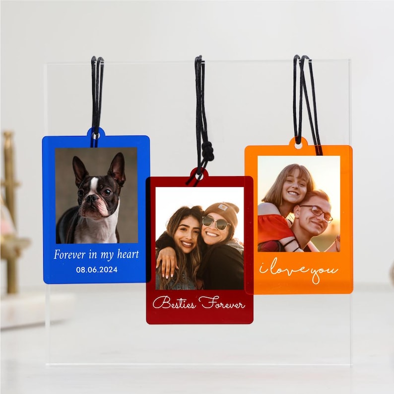 Personalized Photo Car Ornament, Hanging Car Polaroid Any Image, Drive Safe Ornament, Driving Test Pass Gift, Idea First Car Charm Gift