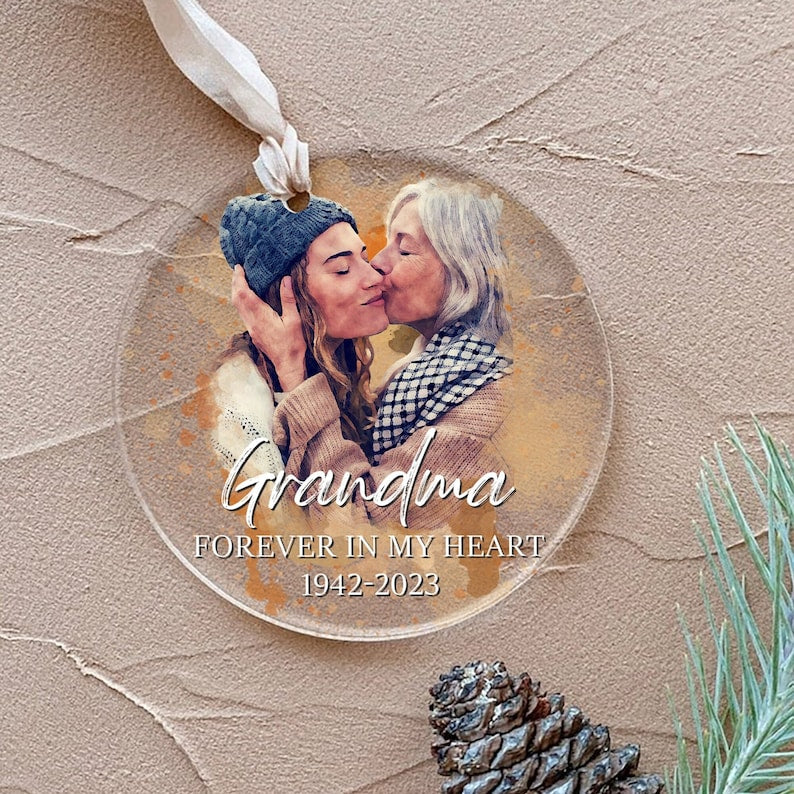 Personalized Memorial Christmas Ornament, Custom Photo Ornament, Loss of Loved One Gift, Sympathy Gift, Remembrance Gift, Condolence Gift