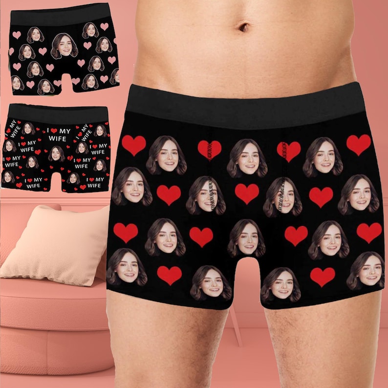 Personalized Boxers for Husband/Boyfriend,Anniversary/Birthday/Valentines Day Gift for Him, Face Underwear for Men,Custom Photo Boxer Briefs