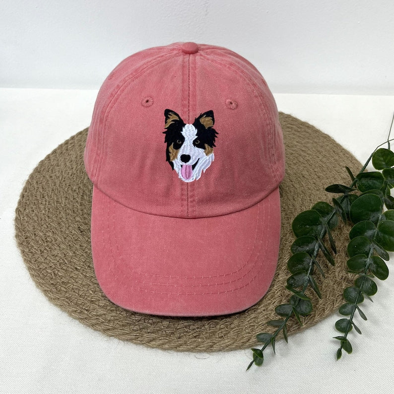Custom Embroidered Pet Hat, Personalized Dog Portrait Hat, Dog Face, Cat Face, Custom Dog Hat, Custom Cat Hat, Matching Couple Hat