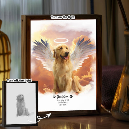Customizable Fur Baby on Art Frame Light, Personalized Pet Lovers Portrait Commission, Pet Portrait Keepsake Light,Loss Gift Grief