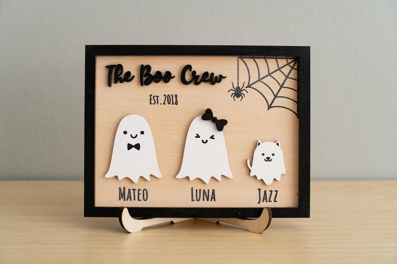 Personalized Wooden Halloween Table Decor for Festive Autumn Touch Custom Halloween Family Decor Halloween Gift